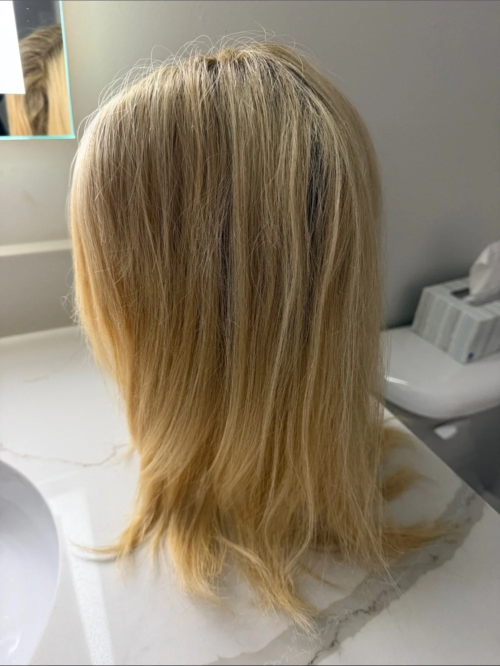 Light Blonde Women’s Straight Wig with Natural Root Shadow